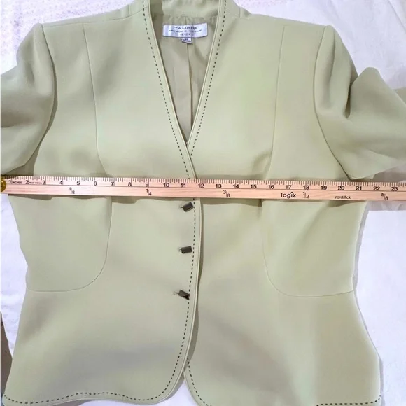 Tahari Jacket Green Pistachio Size 16P - Picture 3 of 12